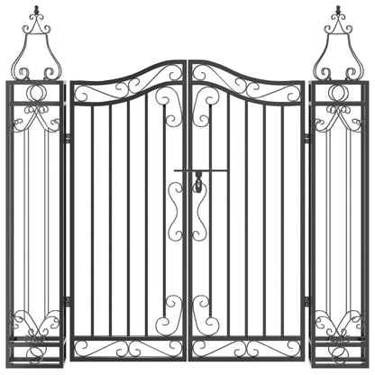 Cancello da Giardino Nero 121x8x120 cm in Ferro Battuto | homemem39