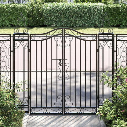 Cancello da Giardino Nero 121x8x120 cm in Ferro Battuto | homemem39