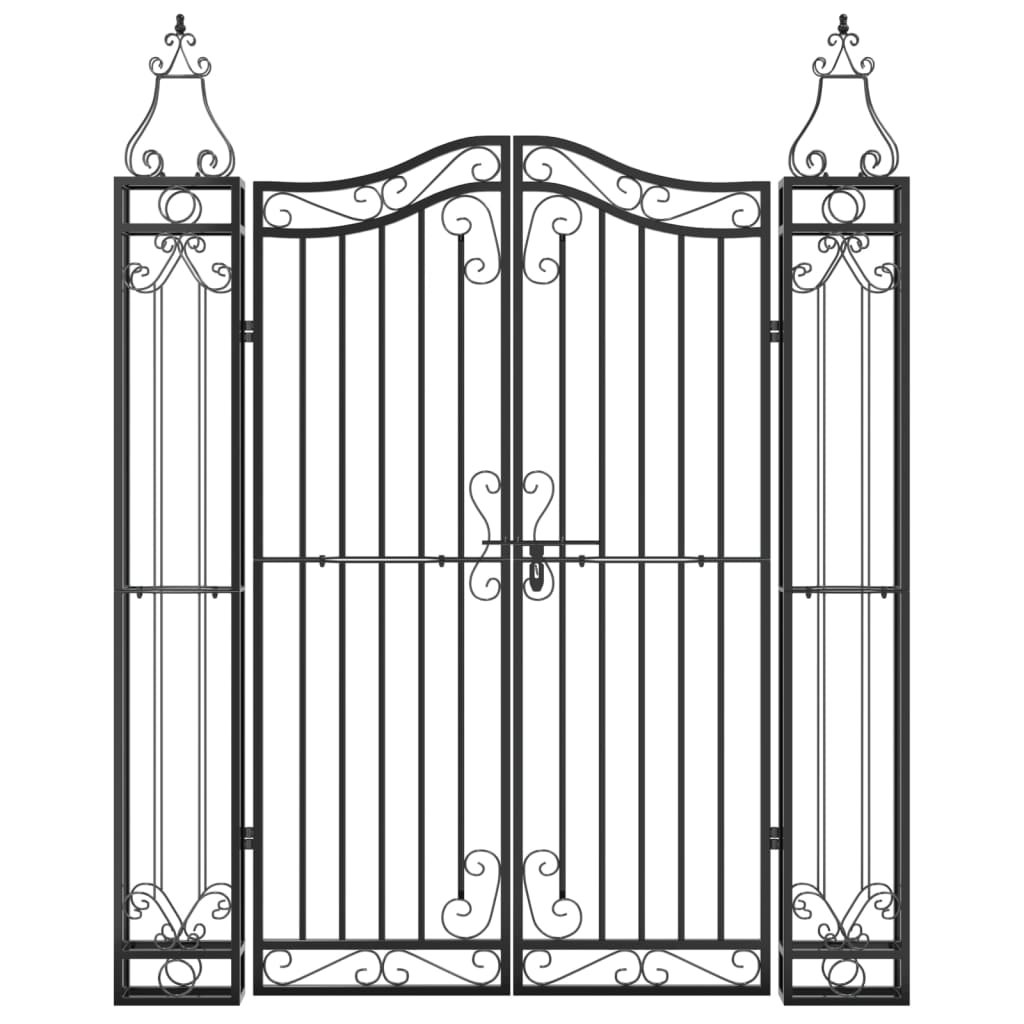 Cancello da Giardino Nero 121x8x150 cm in Ferro Battuto | homemem39
