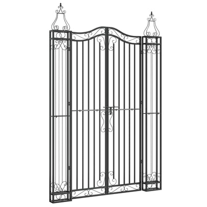 Cancello da Giardino Nero 121x8x180 cm in Ferro Battuto | homemem39