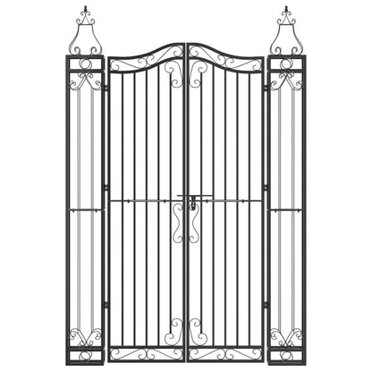 Cancello da Giardino Nero 121x8x180 cm in Ferro Battuto | homemem39