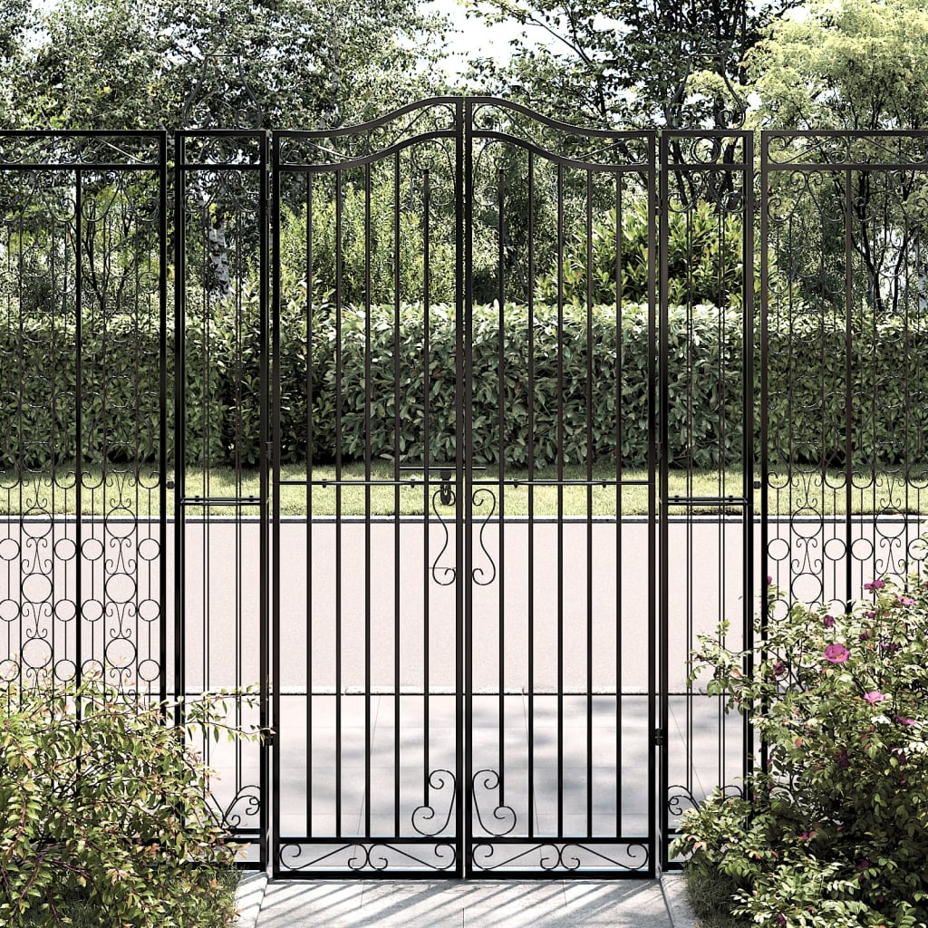 Cancello da Giardino Nero 121x8x180 cm in Ferro Battuto | homemem39