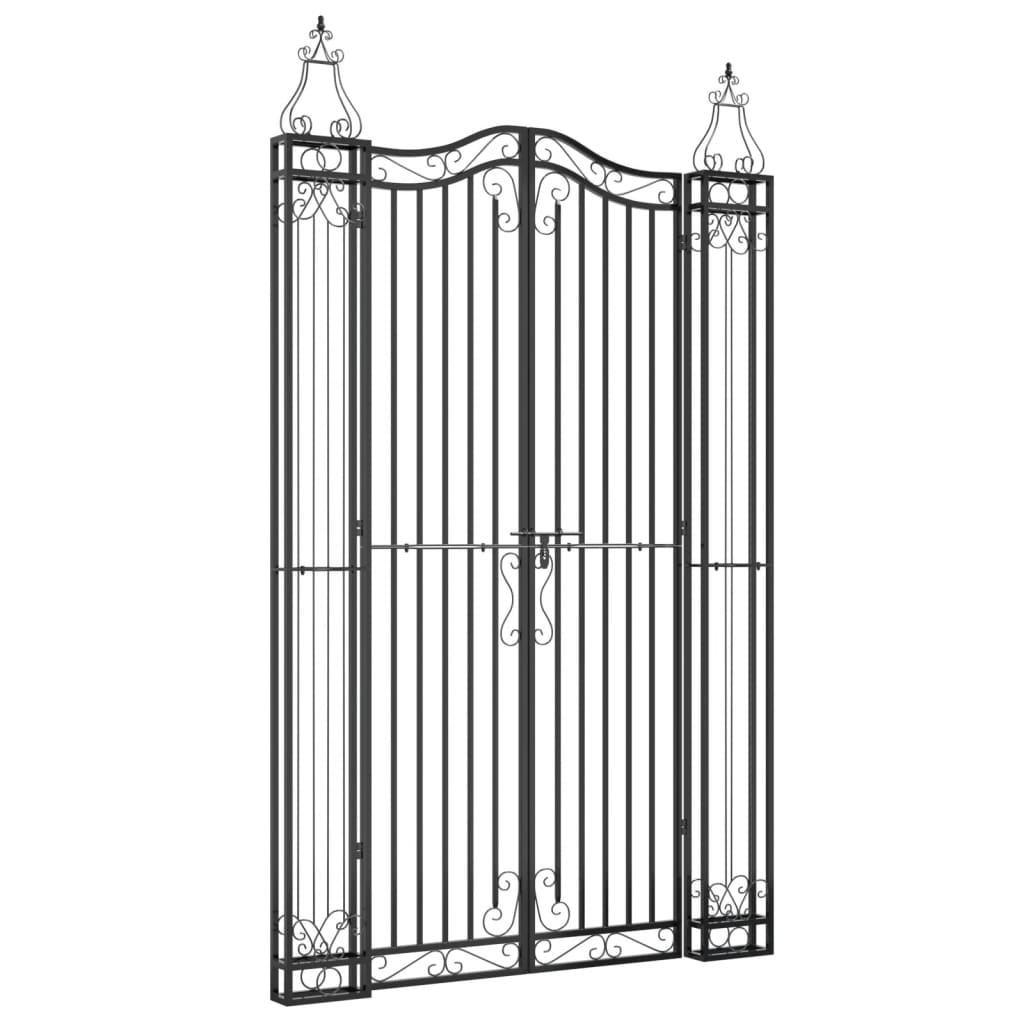 Cancello da Giardino Nero 121x8x200 cm in Ferro Battuto | homemem39