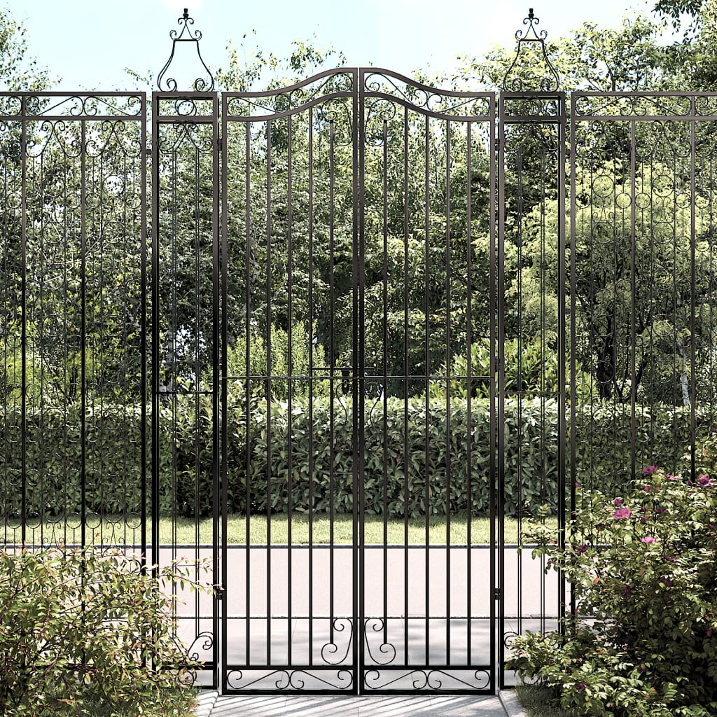 Cancello da Giardino Nero 121x8x200 cm in Ferro Battuto | homemem39