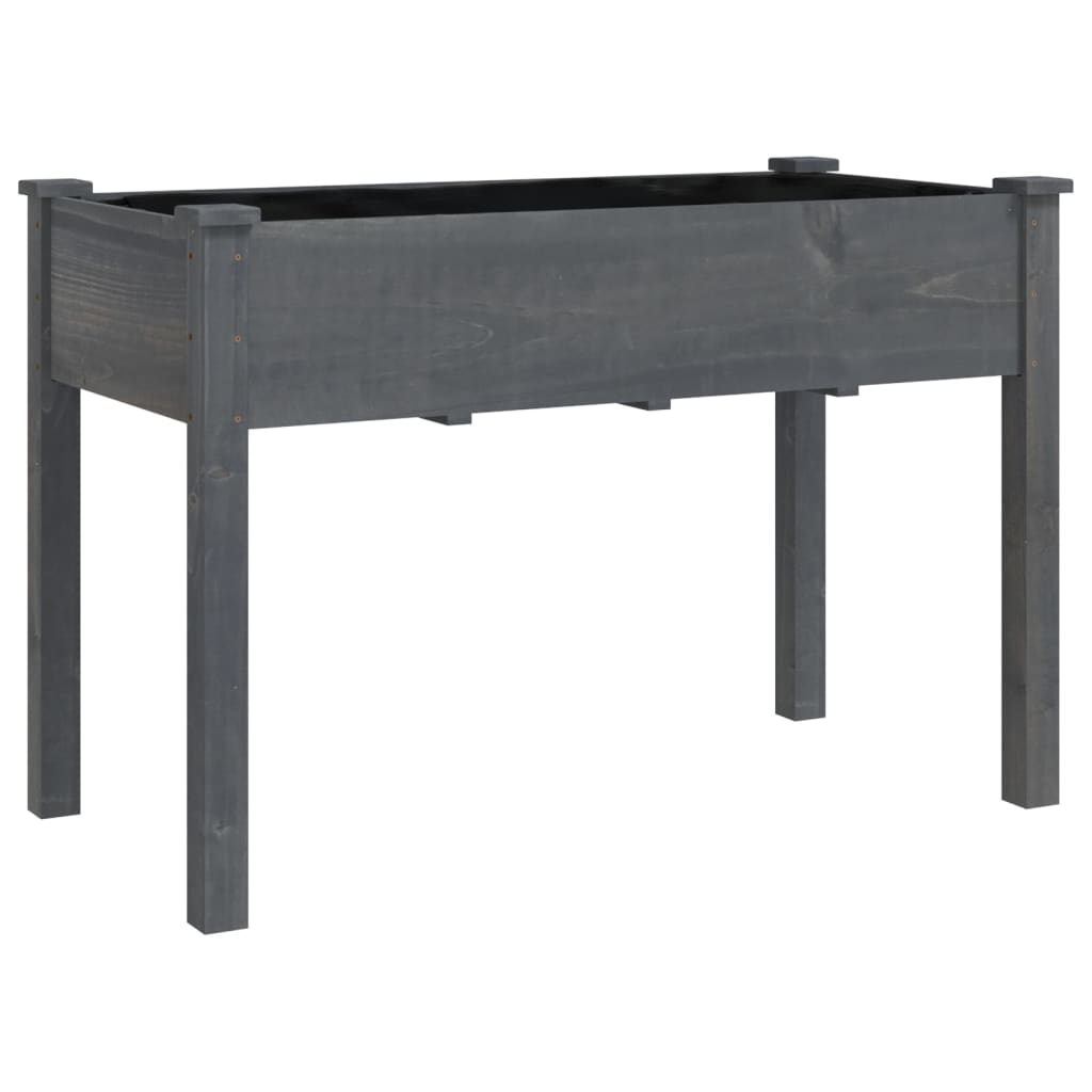 Fioriera con Fodera Grigia 118x59x76cm Legno Massello di Abete - homemem39