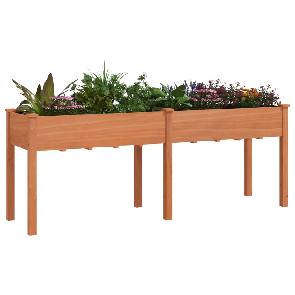 Fioriera con Fodera Marrone 203x53x76cm Legno Massello di Abete | homemem39