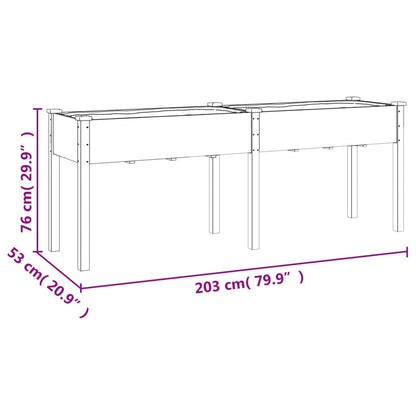 Fioriera con Fodera Marrone 203x53x76cm Legno Massello di Abete | homemem39
