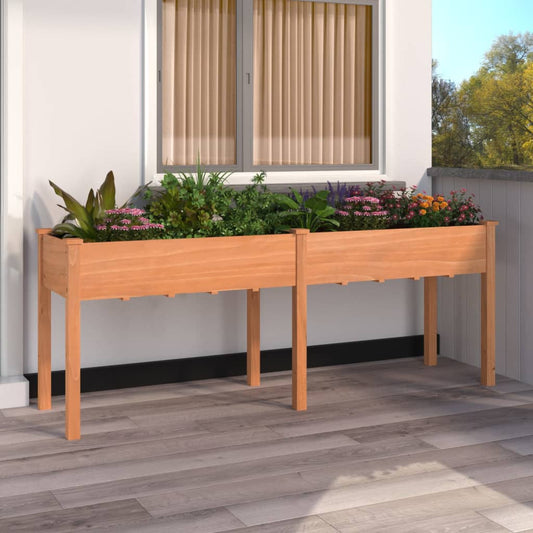 Fioriera con Fodera Marrone 203x53x76cm Legno Massello di Abete | homemem39