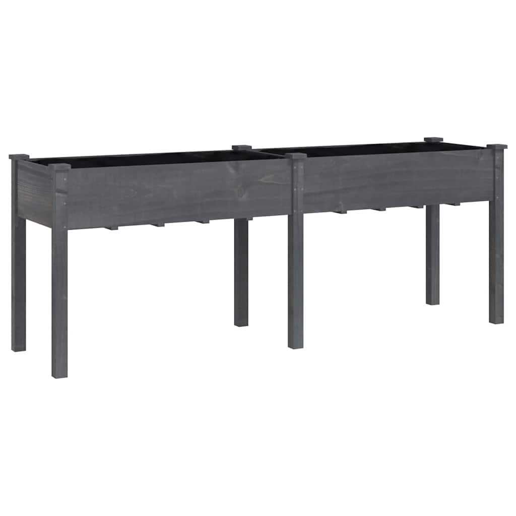 Fioriera con Fodera Grigia 203x53x76cm Legno Massello di Abete | homemem39