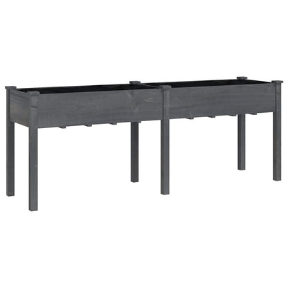 Fioriera con Fodera Grigia 203x53x76cm Legno Massello di Abete | homemem39