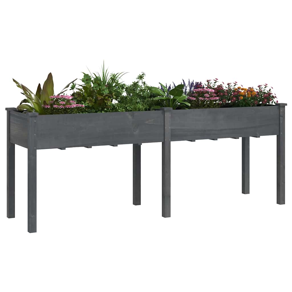 Fioriera con Fodera Grigia 203x53x76cm Legno Massello di Abete | homemem39