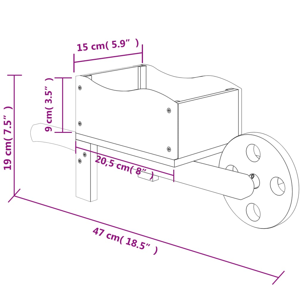 Fioriere a Carriola 2 pz 47x15x19 cm Legno Massello di Abete | homemem39