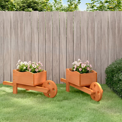 Fioriere a Carriola 2 pz 47x15x19 cm Legno Massello di Abete - homemem39