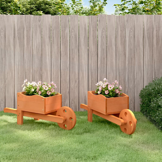 Fioriere a Carriola 2 pz 47x15x19 cm Legno Massello di Abete - homemem39