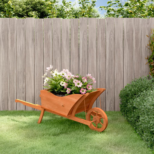 Fioriera a Carriola 128x45,5x43 cm in Legno Massello di Abete | homemem39