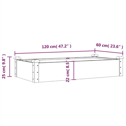 Fioriera Rialzata da Giardino Fodera 120x60x25cm Massello Abete | homemem39
