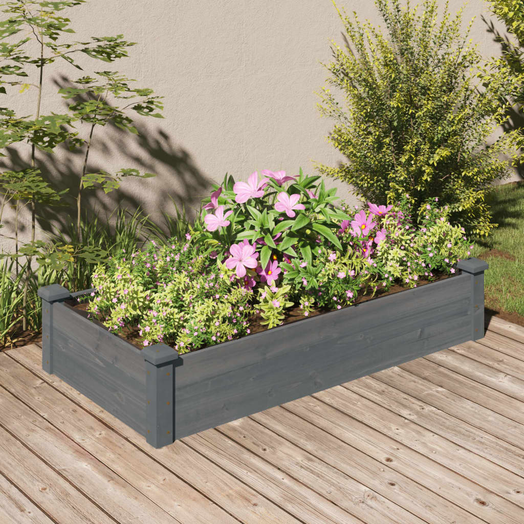 Fioriera Giardino con Fodera Grigia 120x60x25cm Massello Abete | homemem39