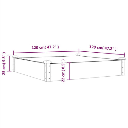 Fioriera Rialzata Giardino Fodera 120x120x25cm Massello Abete | homemem39