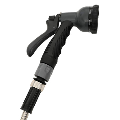 Tubo da Giardino con Ugello Spray Argento 0,6" 7,5 m in Acciaio