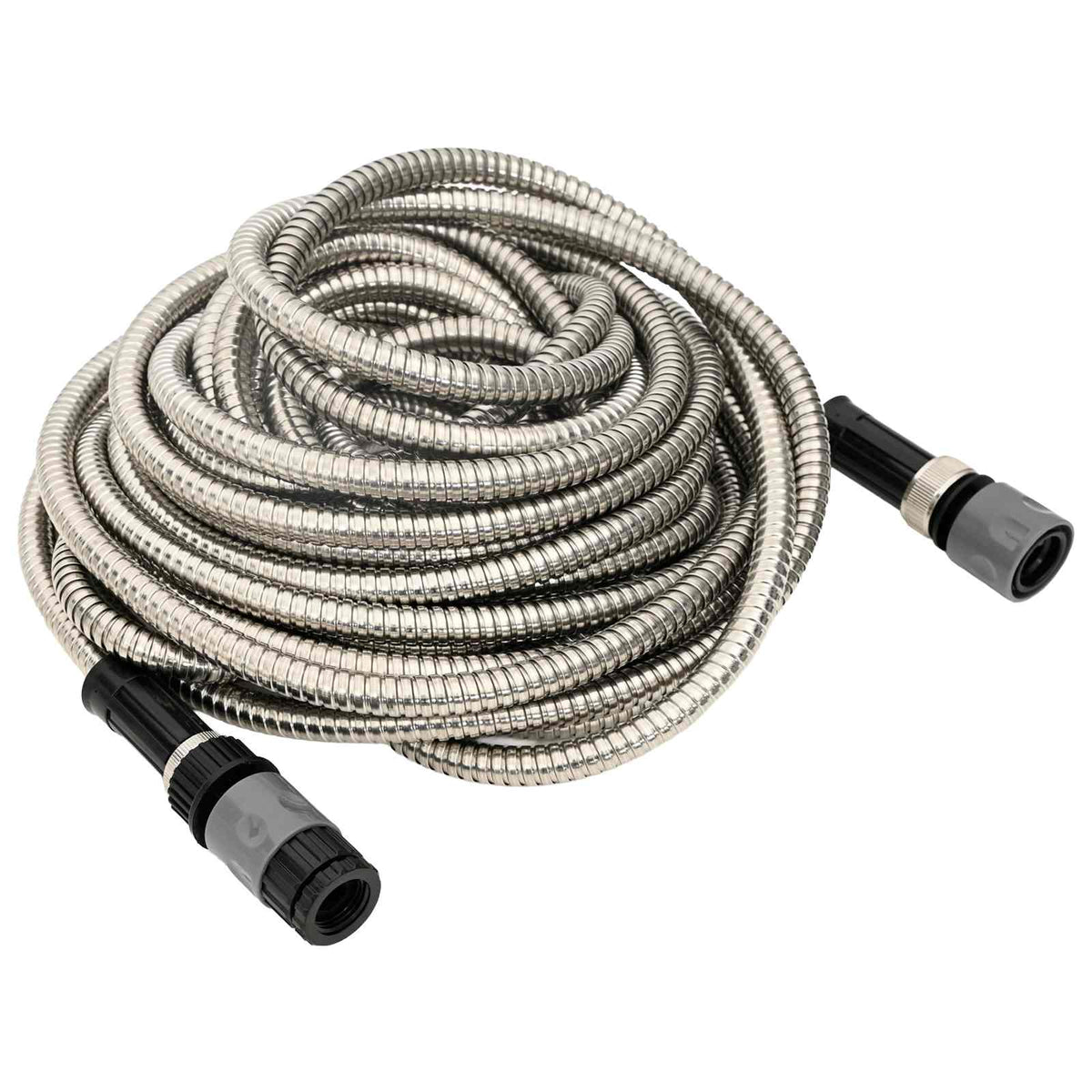 Tubo da Giardino con Ugello Spray Argento 0,6" 7,5 m in Acciaio