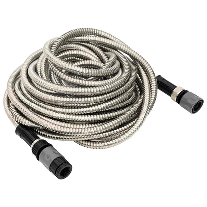 Tubo da Giardino con Ugello Spray Argento 0,6" 7,5 m in Acciaio