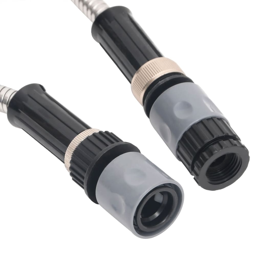 Tubo da Giardino con Ugello Spray Argento 0,6" 15 m in Acciaio