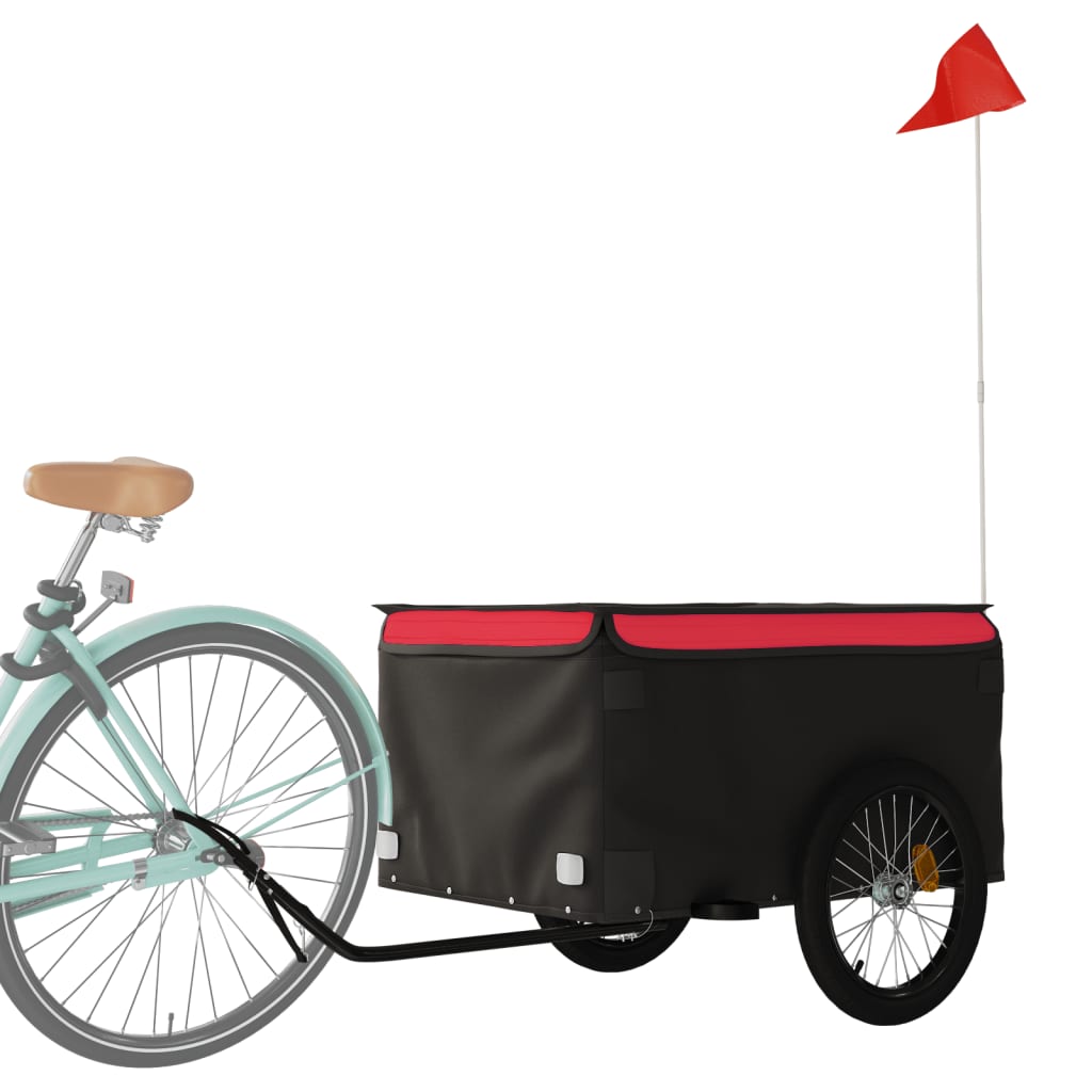 Rimorchio da Bici Nero e Rosso 45 kg in Ferro - homemem39