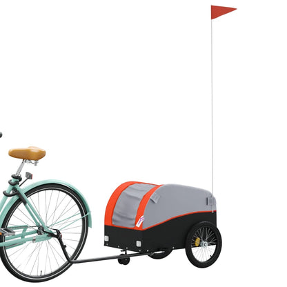Rimorchio da Bici Nero e Arancione 30 kg in Ferro | homemem39