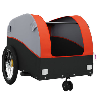Rimorchio da Bici Nero e Arancione 30 kg in Ferro | homemem39