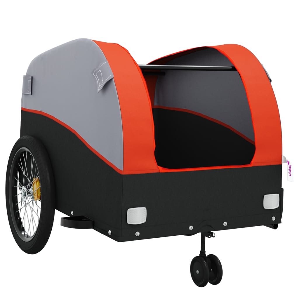 Rimorchio da Bici Nero e Arancione 45 kg in Ferro | homemem39