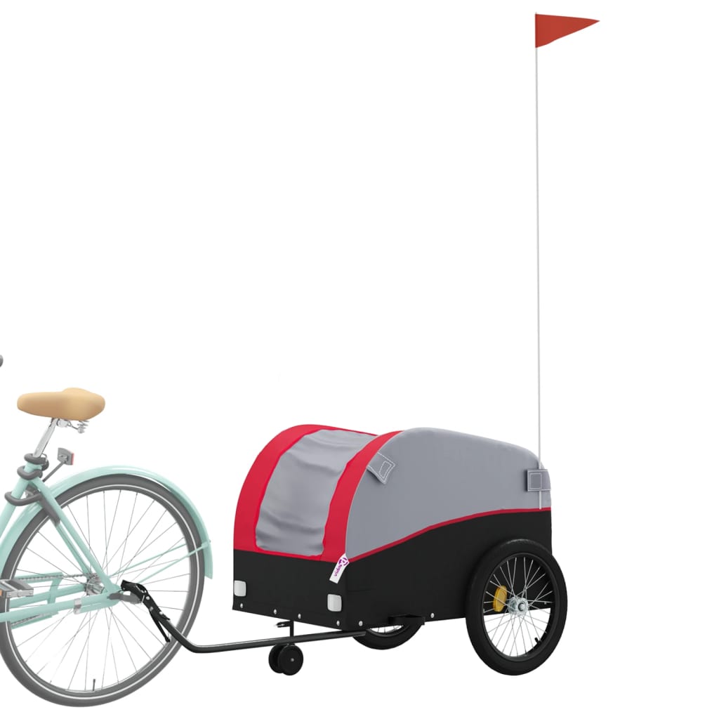 Rimorchio da Bici Nero e Rosso 45 kg in Ferro | homemem39