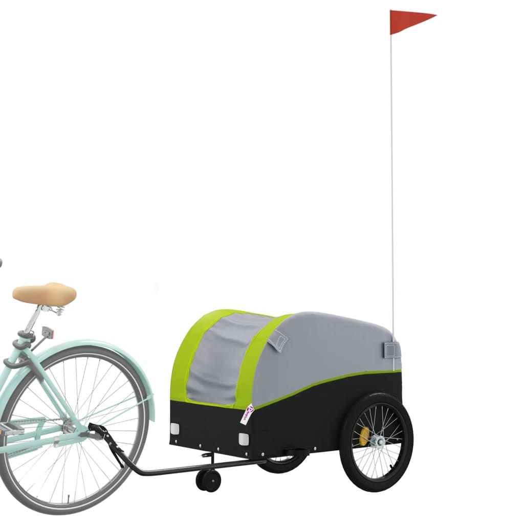 Rimorchio da Bici Nero e Verde 45 kg in Ferro | homemem39