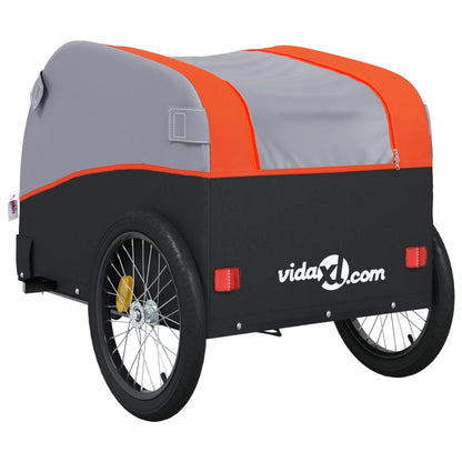 Rimorchio da Bici Nero e Arancione 45 kg in Ferro | homemem39