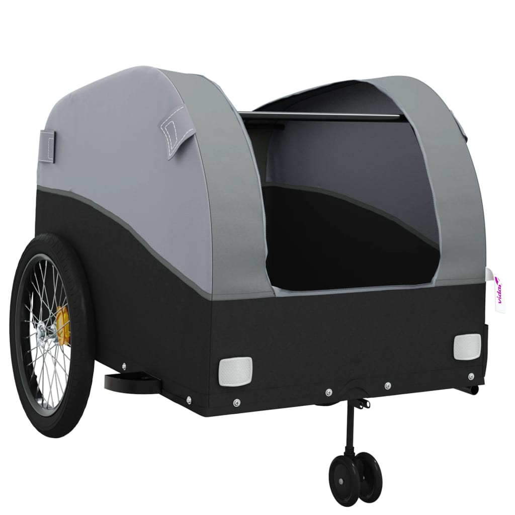 Rimorchio da Bici Nero e Grigio 45 kg in Ferro | homemem39