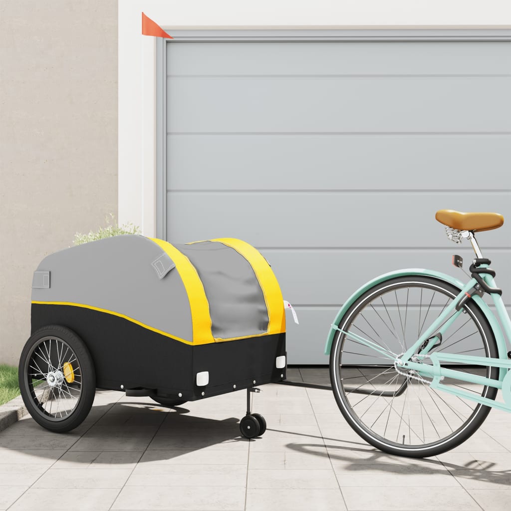 Rimorchio da Bici Nero e Giallo 45 kg in Ferro | homemem39