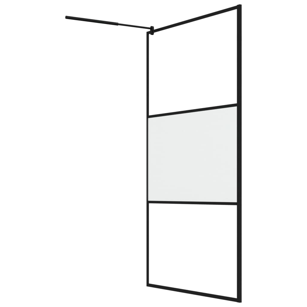 Parete Doccia con Mensola Nera 115x195 cm Vetro ESG e Alluminio