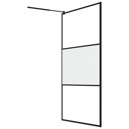 Parete Doccia con Mensola Nera 115x195 cm Vetro ESG e Alluminio