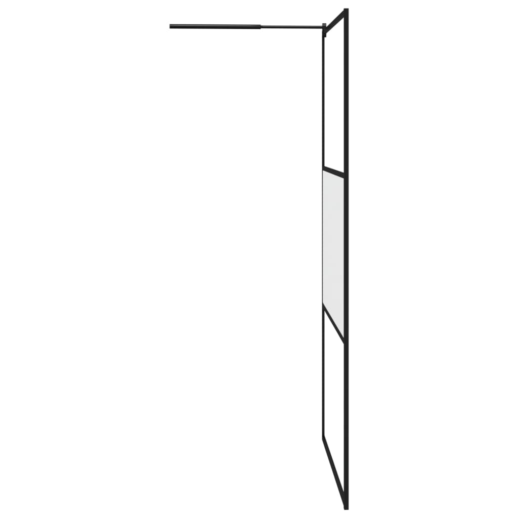 Parete Doccia con Mensola Nera 115x195 cm Vetro ESG e Alluminio