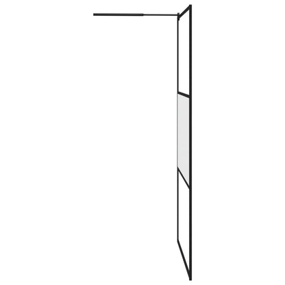 Parete Doccia con Mensola Nera 115x195 cm Vetro ESG e Alluminio