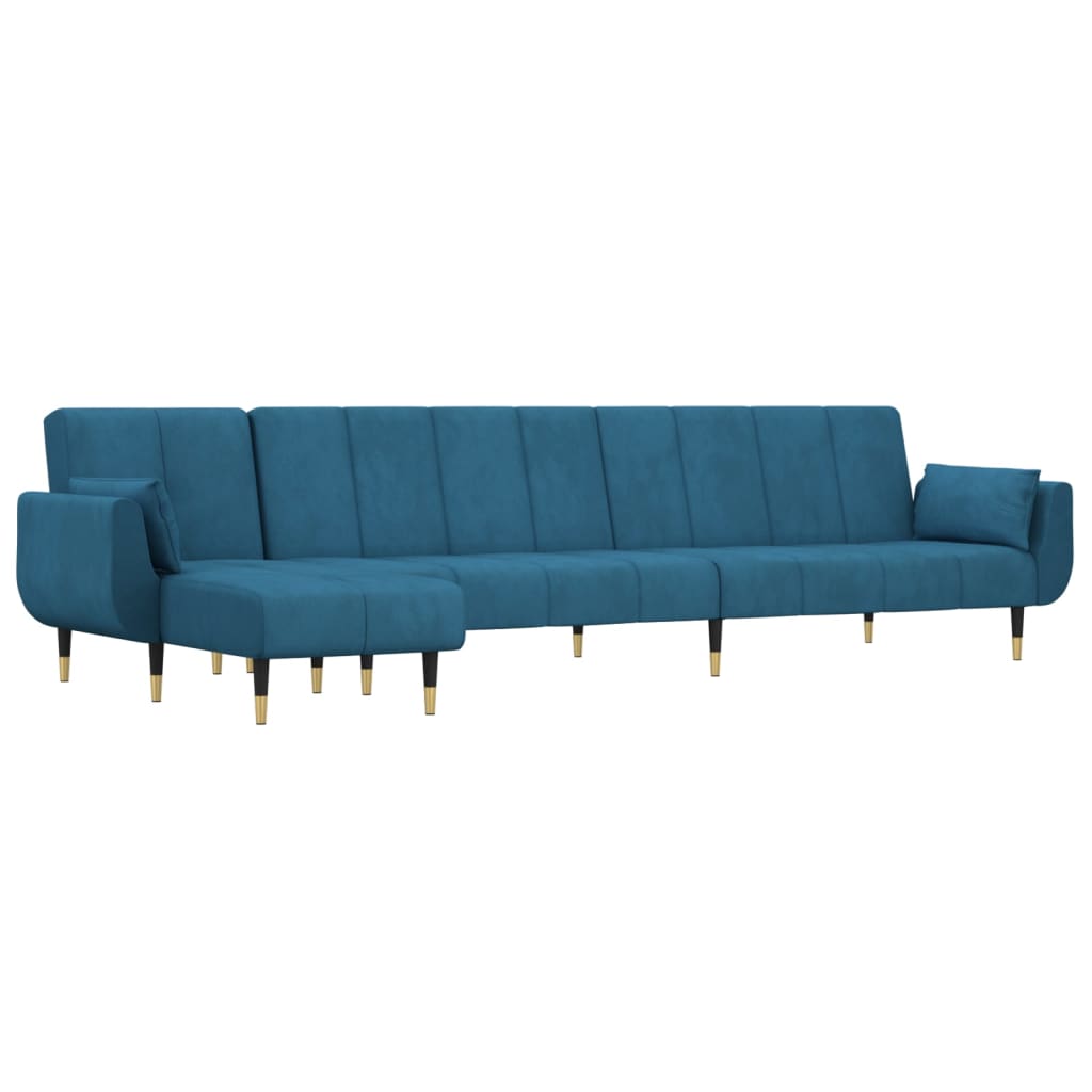 Divano Letto a L Blu 275x140x70 cm in Velluto - homemem39