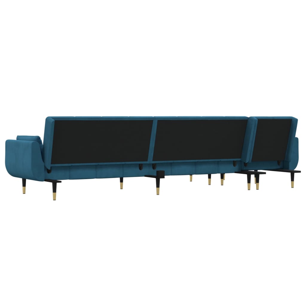 Divano Letto a L Blu 275x140x70 cm in Velluto - homemem39