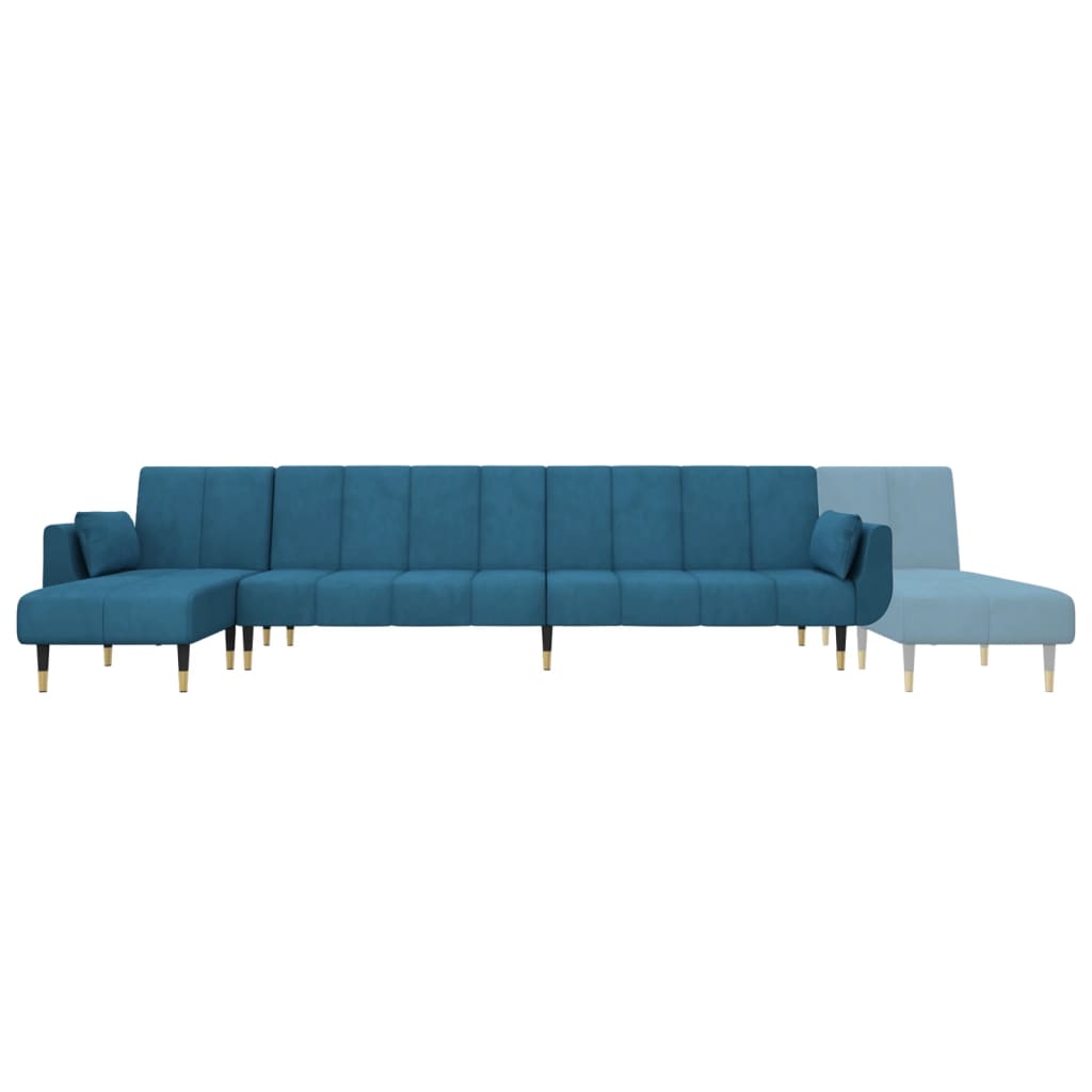 Divano Letto a L Blu 275x140x70 cm in Velluto - homemem39