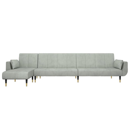 Divano Letto a L Grigio Chiaro 275x140x70 cm in Velluto