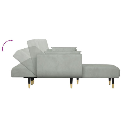 Divano Letto a L Grigio Chiaro 275x140x70 cm in Velluto