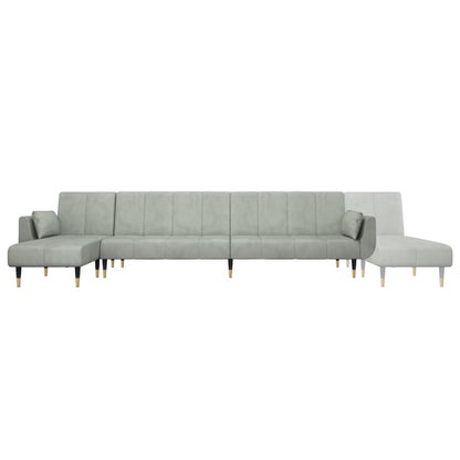 Divano Letto a L Grigio Chiaro 275x140x70 cm in Velluto