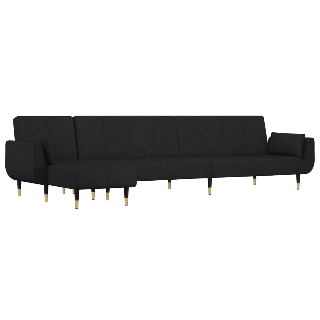 Divano Letto a L Nero 275x140x70 cm in Velluto - homemem39