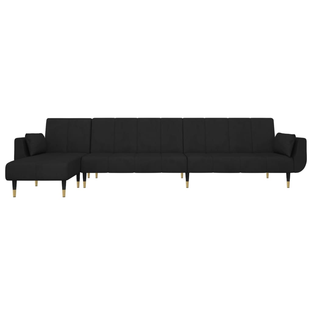 Divano Letto a L Nero 275x140x70 cm in Velluto - homemem39