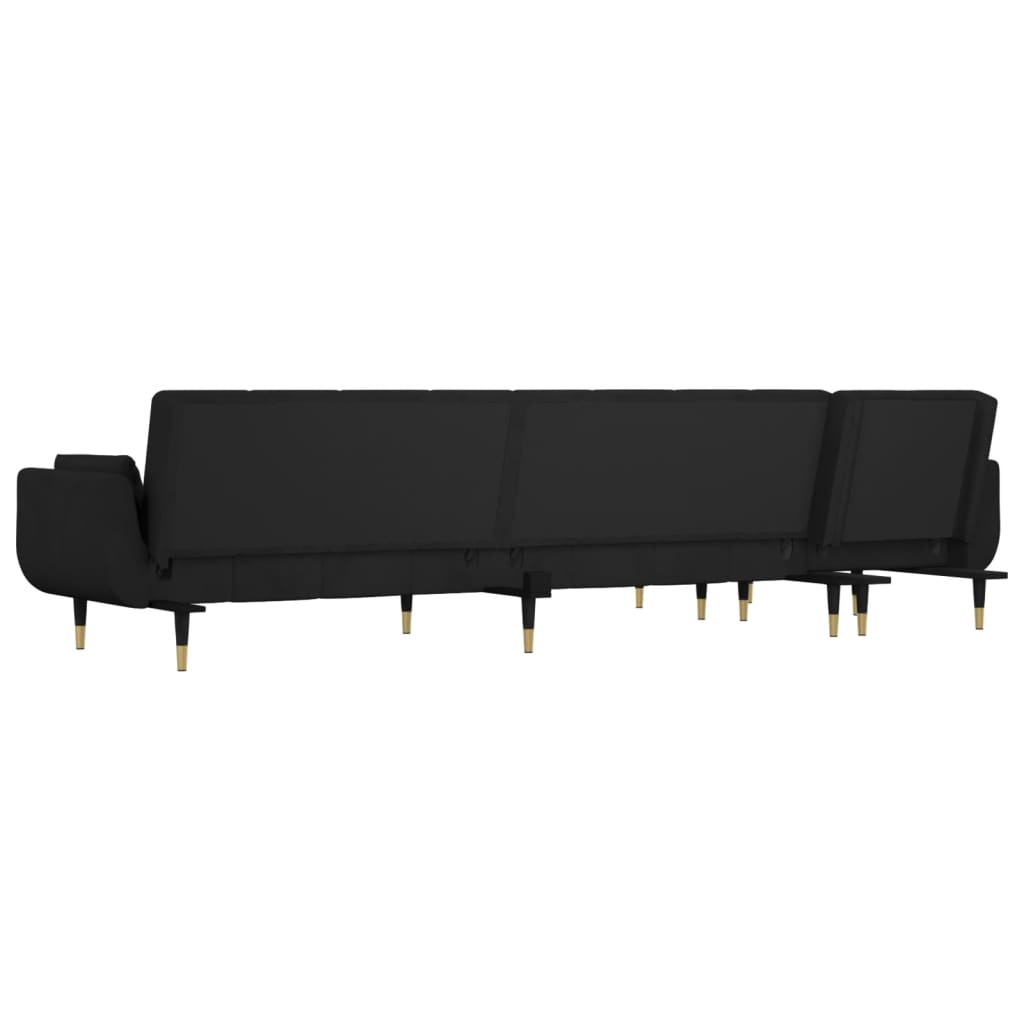 Divano Letto a L Nero 275x140x70 cm in Velluto - homemem39