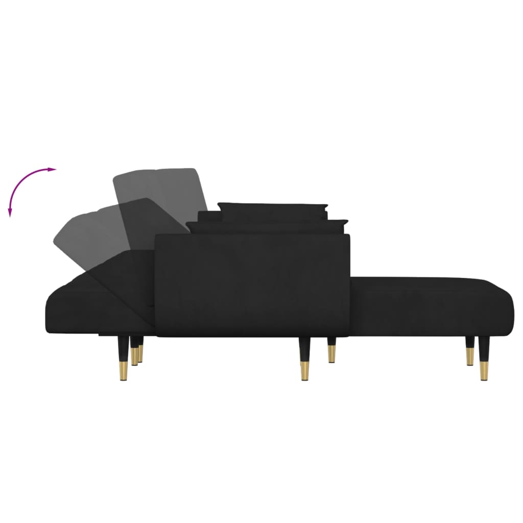 Divano Letto a L Nero 275x140x70 cm in Velluto