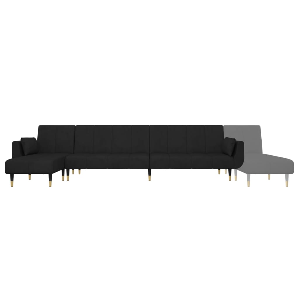 Divano Letto a L Nero 275x140x70 cm in Velluto - homemem39